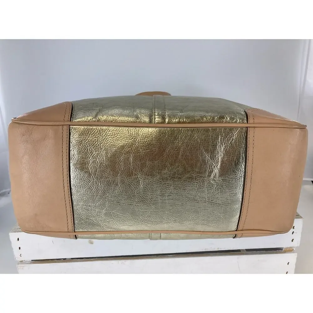 COACH METRO 26141E METALLIC GOLD LEATHER XL TOTE WEEKEND BAG
